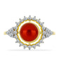 Anillo de Plata Bañada en Oro con Perla roja de río y Topacio Blanco