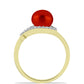 Anillo de Plata Bañada en Oro con Perla roja de río y Topacio Blanco