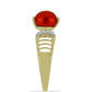 Anillo de Plata Bañada en Oro con Perla roja de río y Topacio Blanco