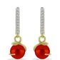 Pendientes de Plata Bañada en Oro con Perla roja de río y Topacio Blanco