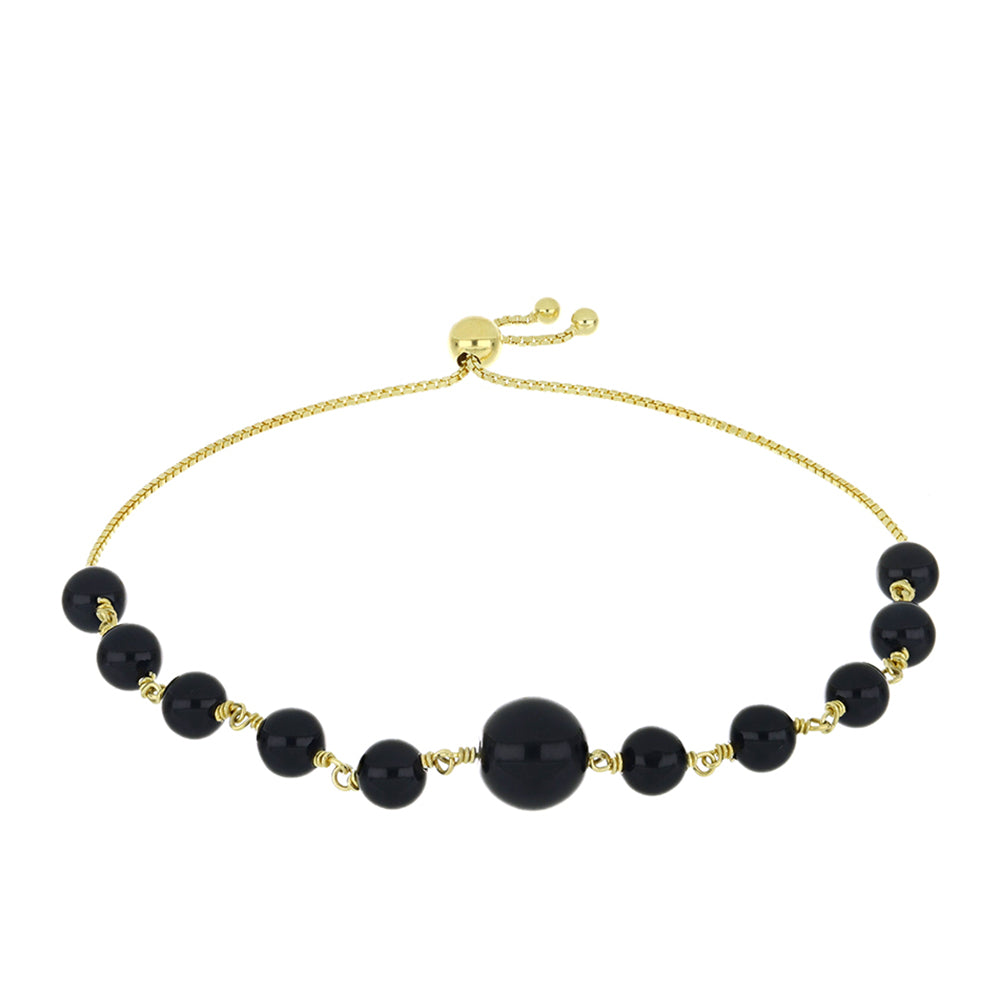 Pulsera de Plata Bañada en Oro con Ónix Negro 1 