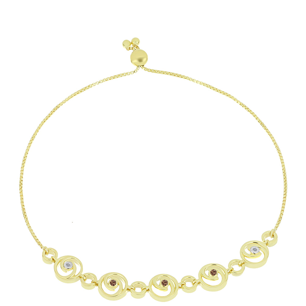 Pulsera de Plata Bañada en Oro con Diamante Champagne y Diamante blanco 1 