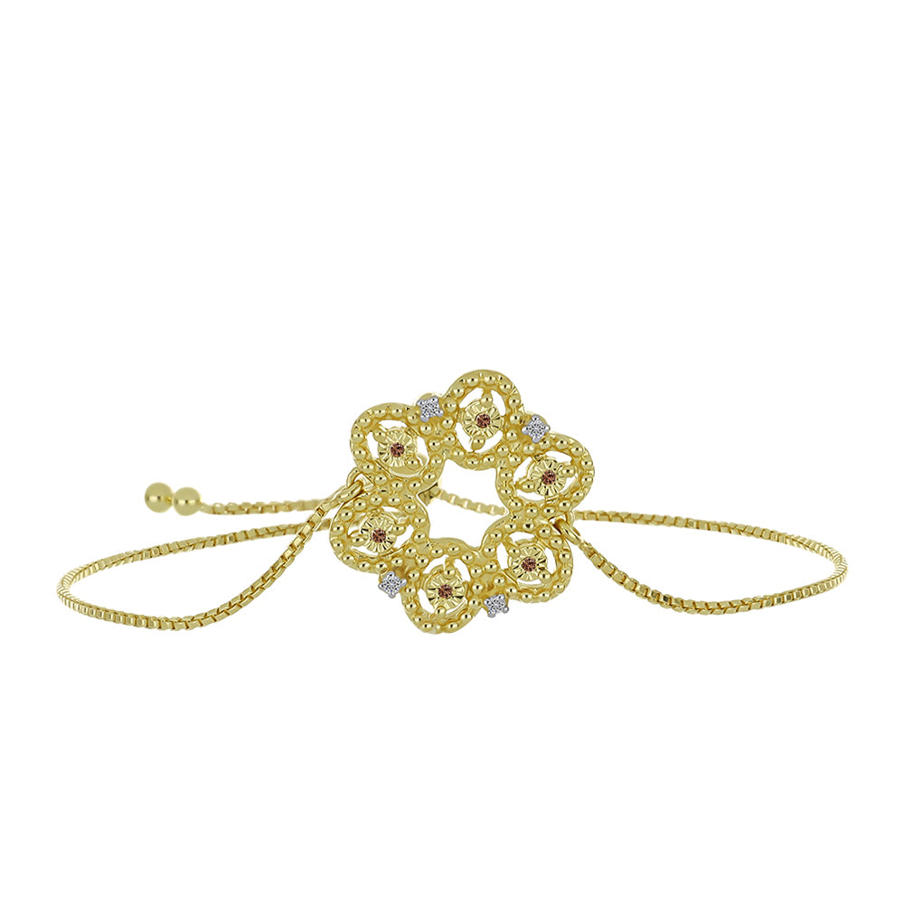 Pulsera de Plata Bañada en Oro con Diamante Champagne y Diamante blanco 1 