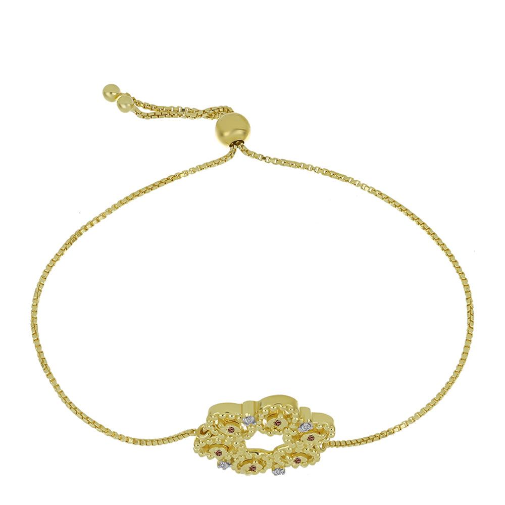 Pulsera de Plata Bañada en Oro con Diamante Champagne y Diamante blanco 2 