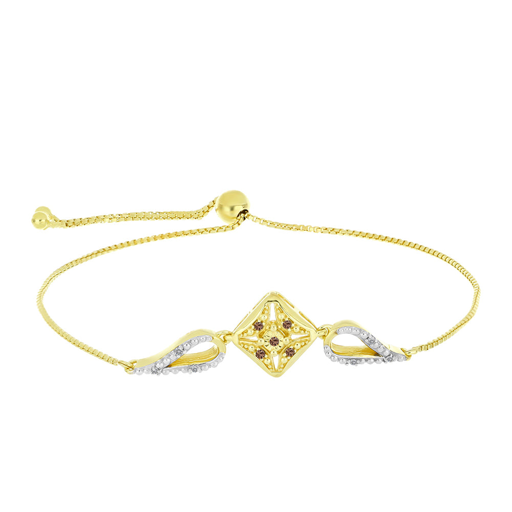 Pulsera de Plata Bañada en Oro con Diamante Champagne y Diamante blanco 1 
