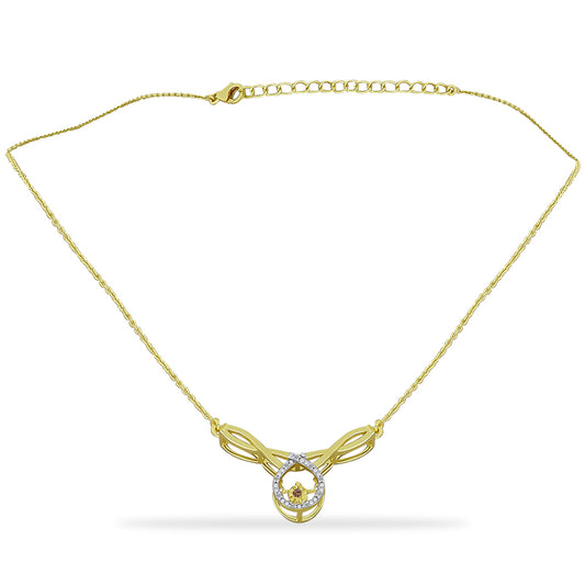 Collar de Plata Bañada en Oro con Diamante Champagne y Diamante blanco