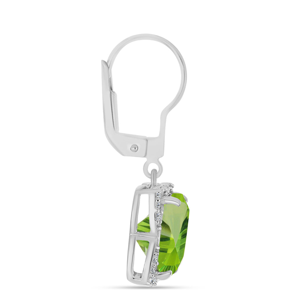 Pendientes de Plata con Cuarzo Verde Helecho y Topacio Blanco 2 