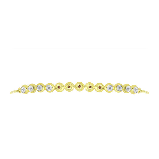 Pulsera de Plata Bañada en Oro con Diamante Champagne y Diamante blanco