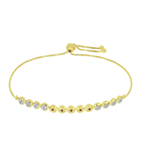 Pulsera de Plata Bañada en Oro con Diamante Champagne y Diamante blanco