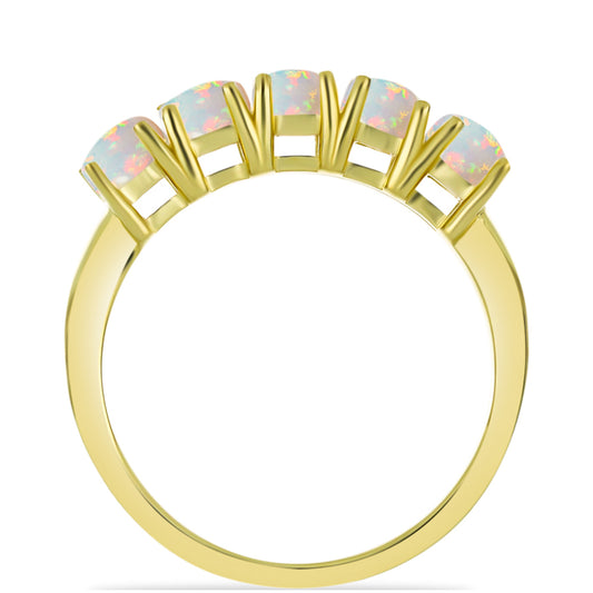 Anillo de Plata Bañada en Oro con Ópalo Welo