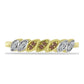 Anillo de Plata Bañada en Oro con Diamante Champagne y Diamante blanco