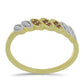 Anillo de Plata Bañada en Oro con Diamante Champagne y Diamante blanco