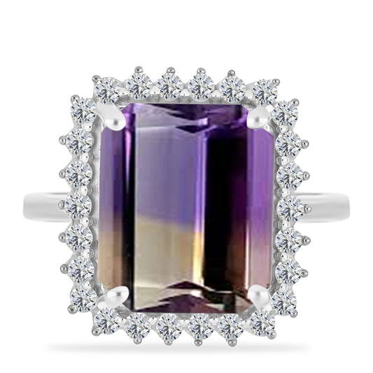 Anillo de Plata con Amatrino de Anahi y Topacio Blanco