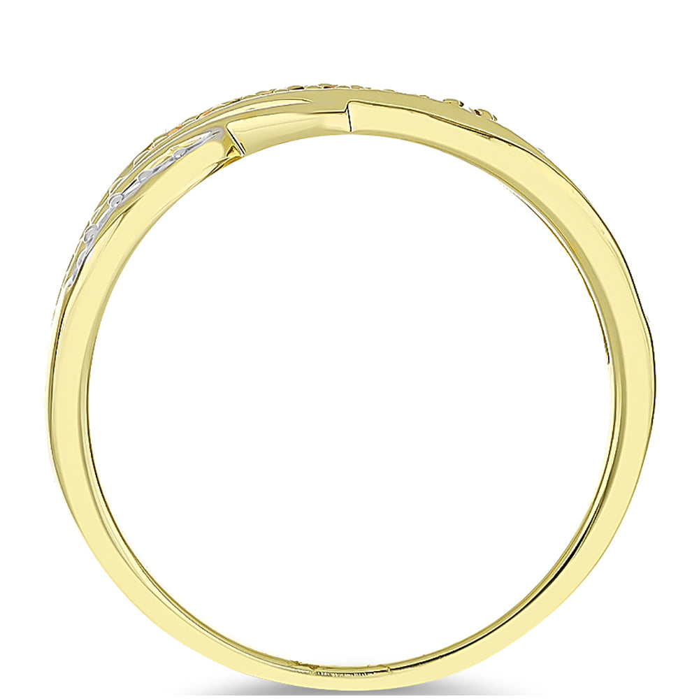 Anillo de Plata Bañada en Oro con Diamante Champagne y Diamante blanco