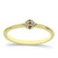 Anillo de Plata Bañada en Oro con Diamante Champagne y Diamante blanco