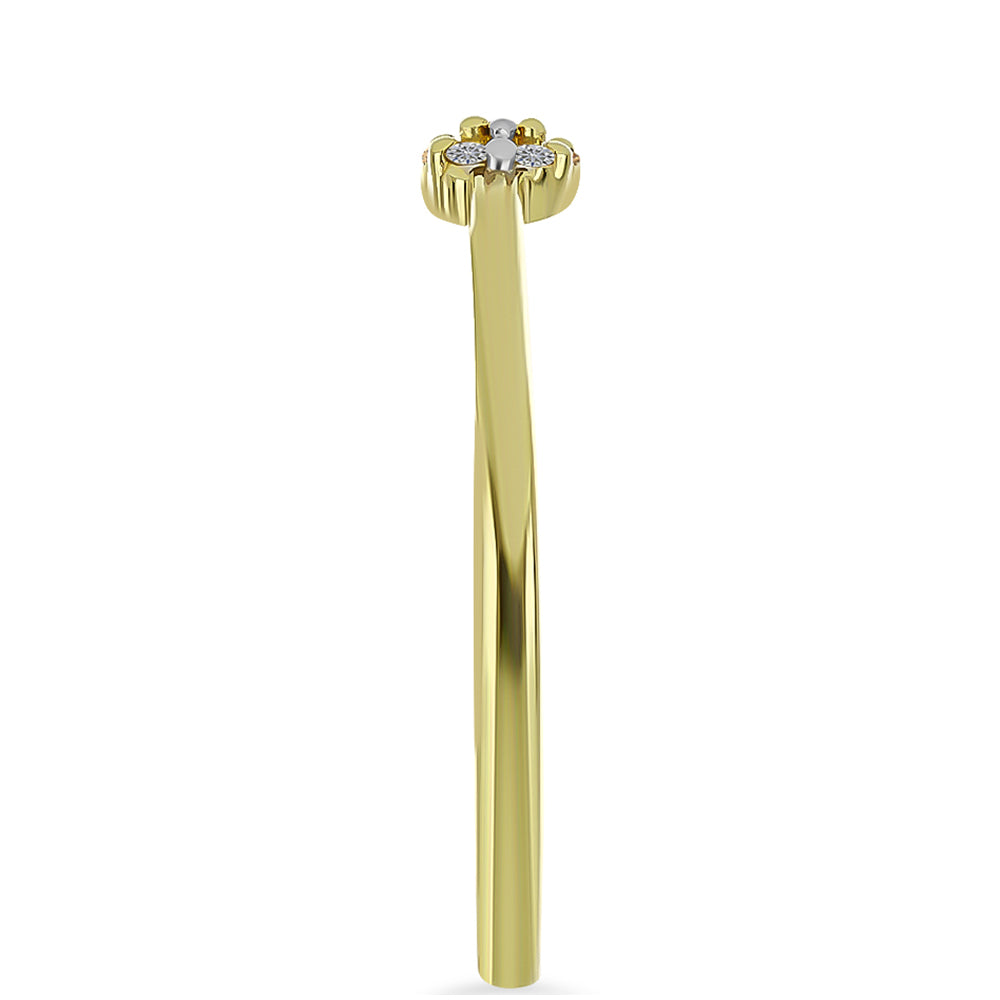 Anillo de Plata Bañada en Oro con Diamante Champagne y Diamante blanco 4 