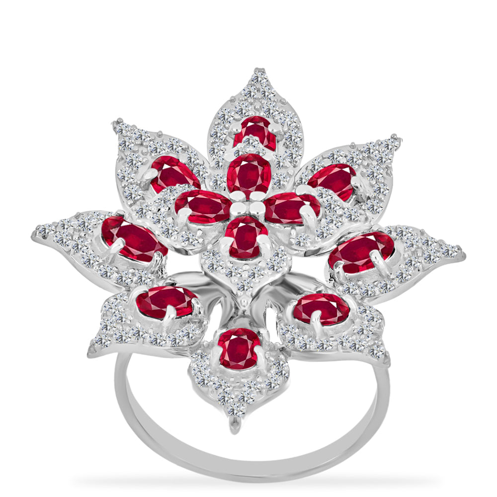 Anillo de Plata con Rubí de Madagascar y Diamante blanco 3 