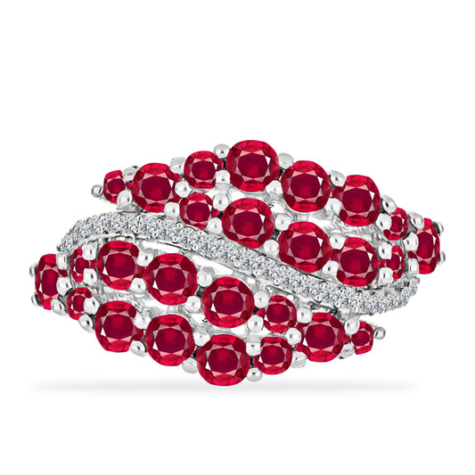 Anillo de Plata con Rubí de Madagascar y Diamante blanco