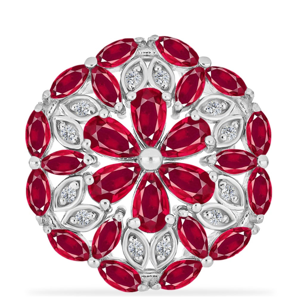 Anillo de Plata con Rubí de Madagascar y Diamante blanco 1 