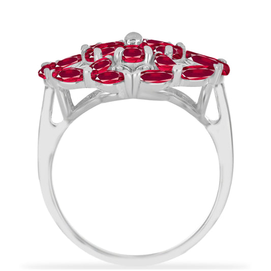 Anillo de Plata con Rubí de Madagascar y Diamante blanco