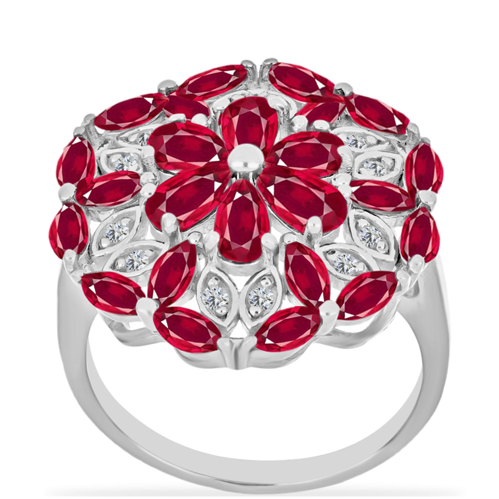 Anillo de Plata con Rubí de Madagascar y Diamante blanco 3 