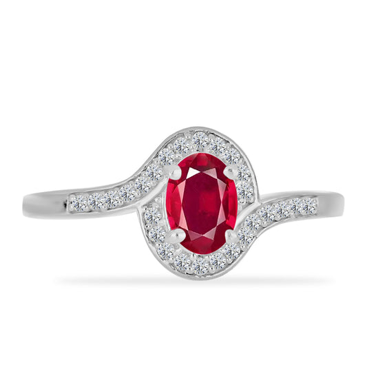 Anillo de Plata con Rubí de Madagascar y Diamante blanco