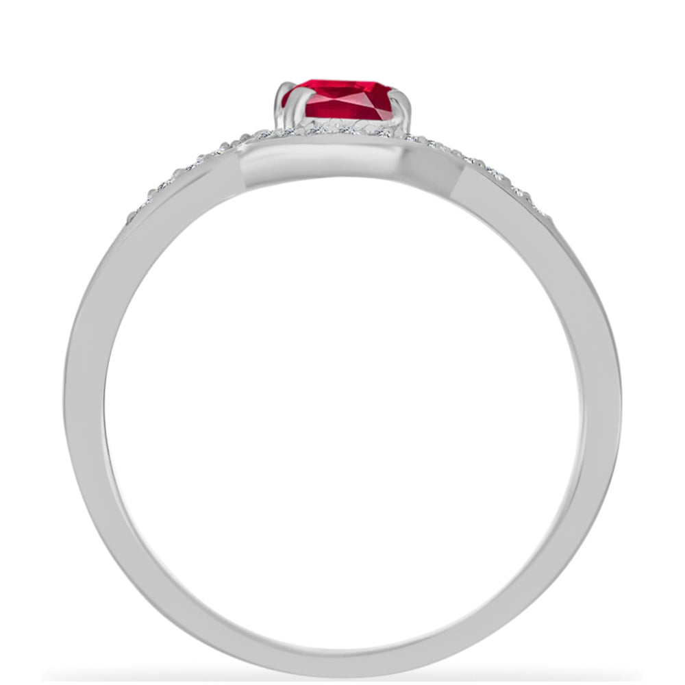 Anillo de Plata con Rubí de Madagascar y Diamante blanco 2 