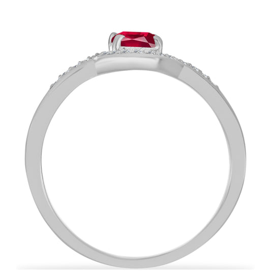 Anillo de Plata con Rubí de Madagascar y Diamante blanco