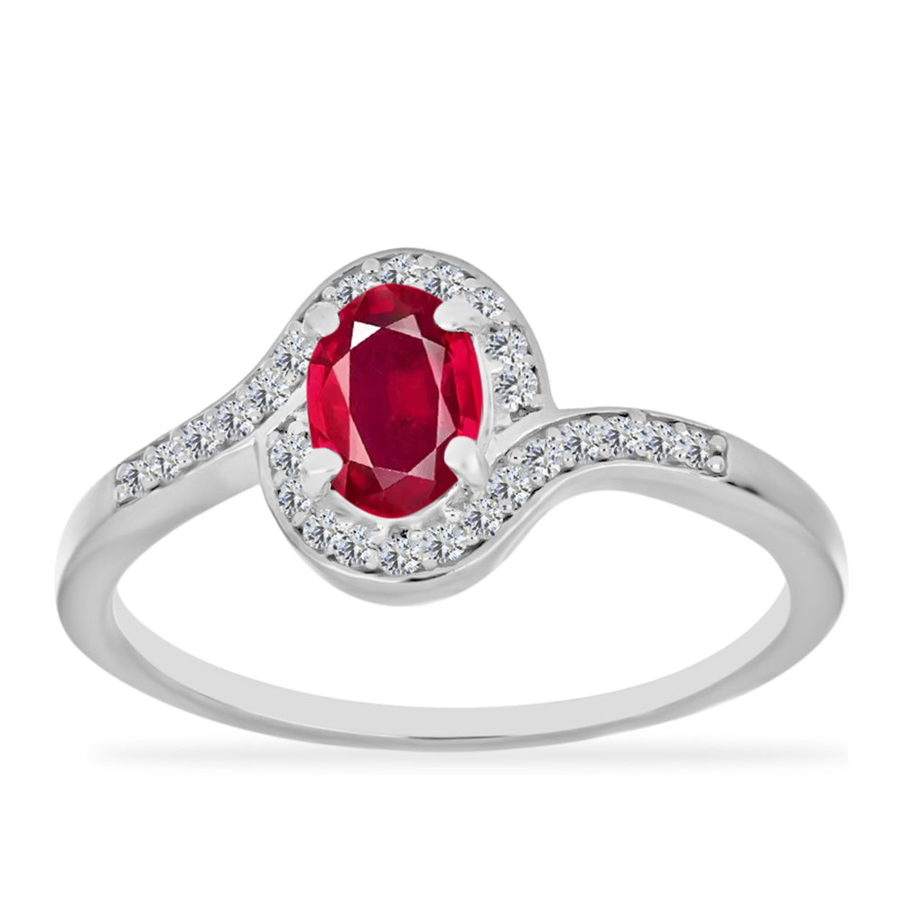 Anillo de Plata con Rubí de Madagascar y Diamante blanco 3 