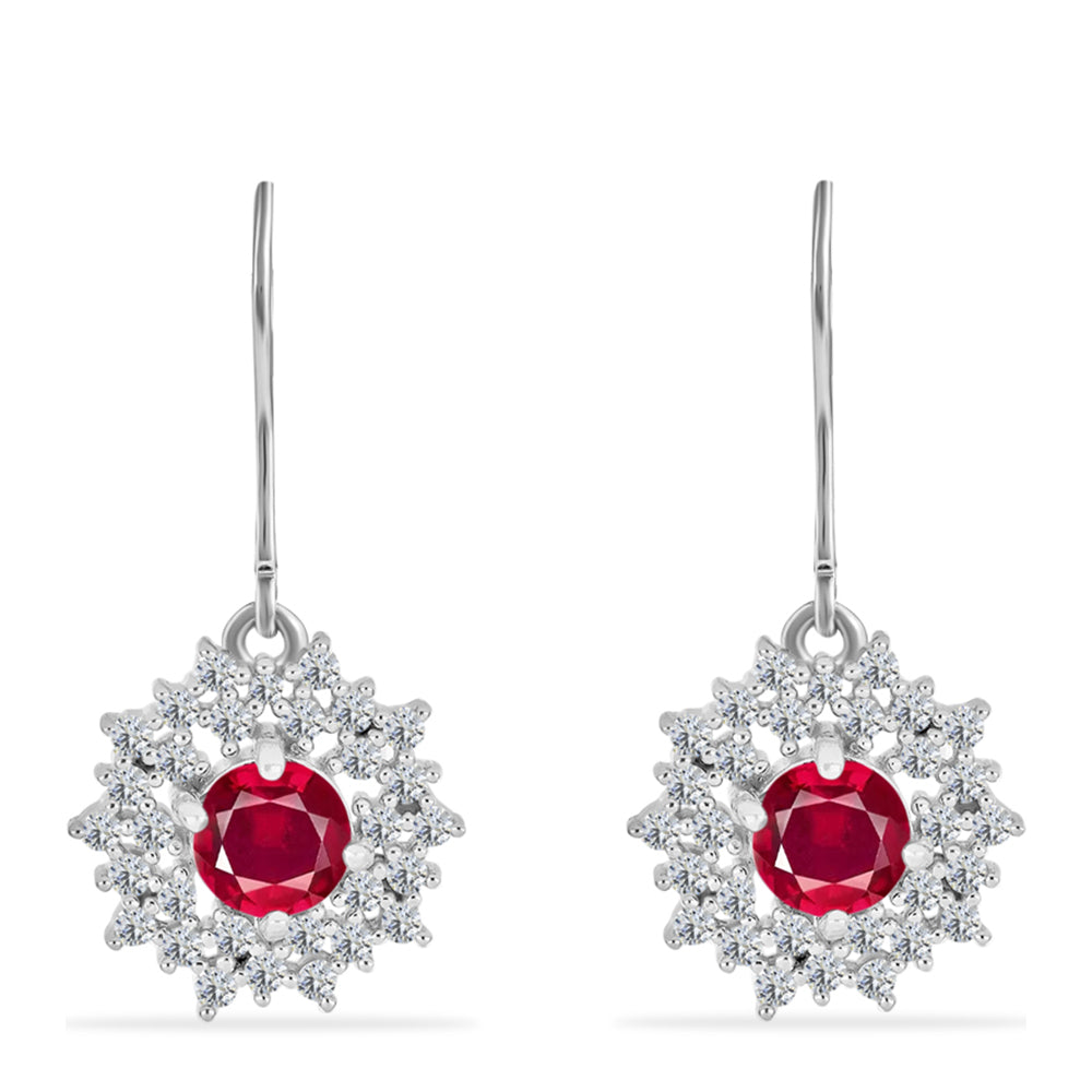 Pendientes de Plata con Rubí de Madagascar y Diamante blanco 1 