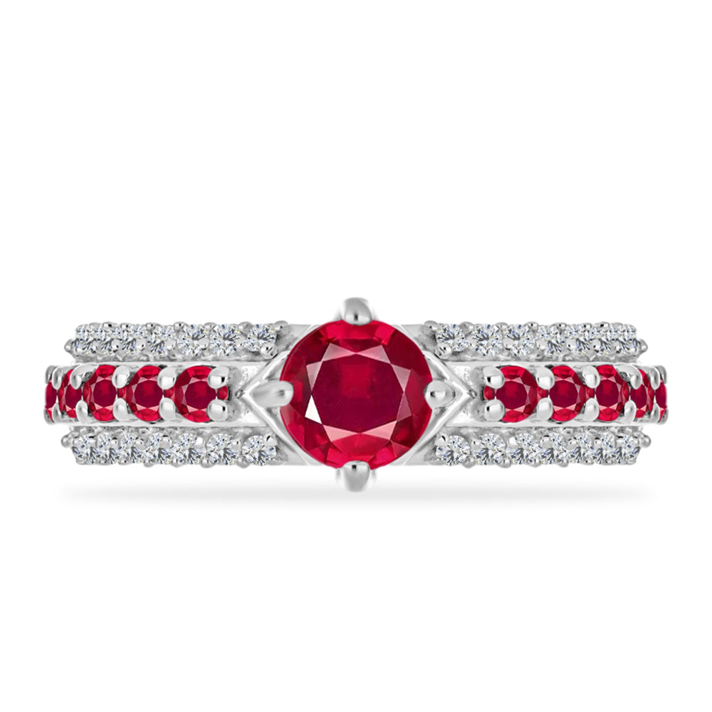 Anillo de Plata con Rubí de Madagascar y Diamante blanco 1 