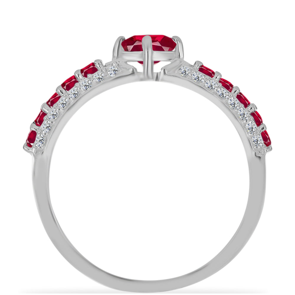 Anillo de Plata con Rubí de Madagascar y Diamante blanco 2 