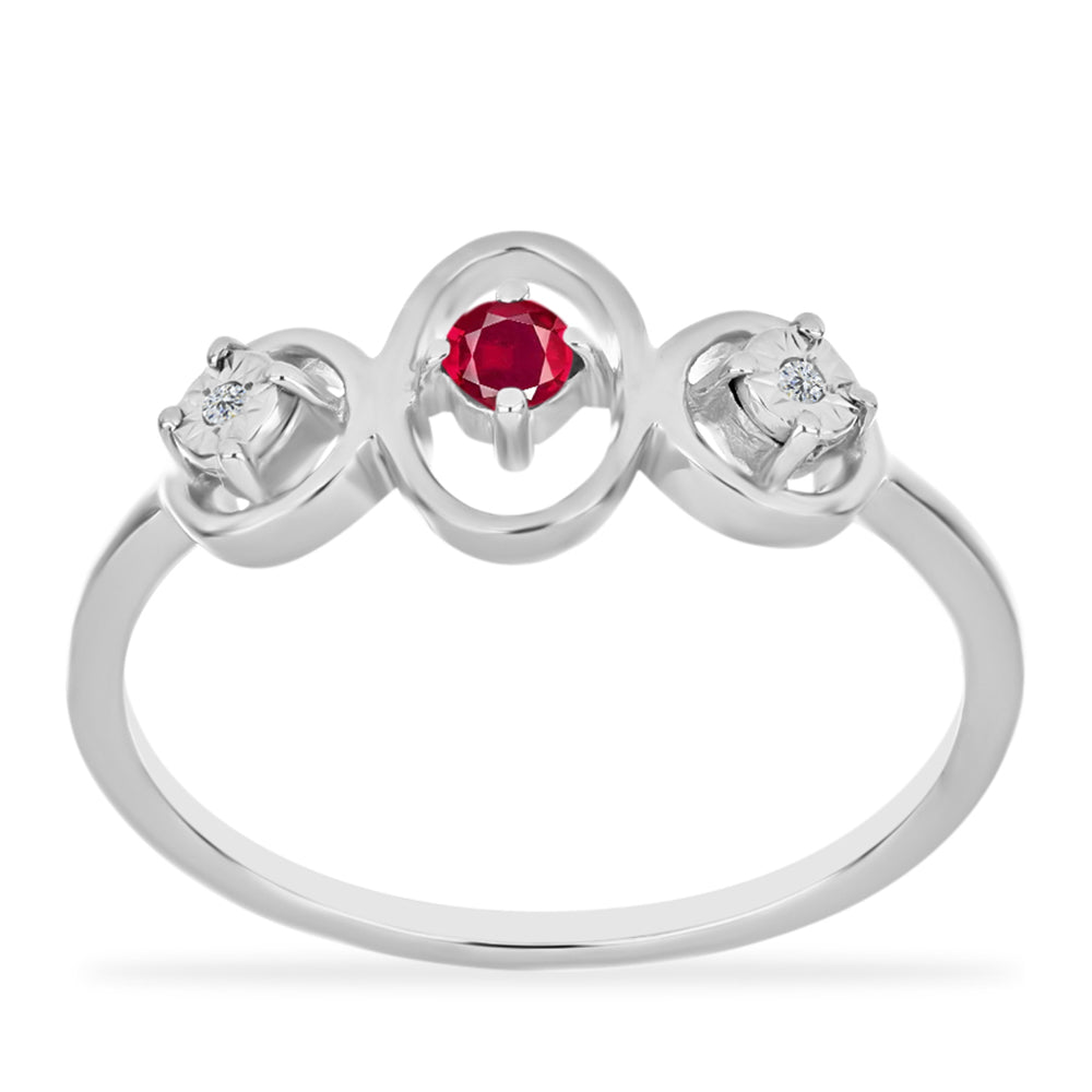 Anillo de Plata con Rubí de Madagascar y Diamante blanco 3 
