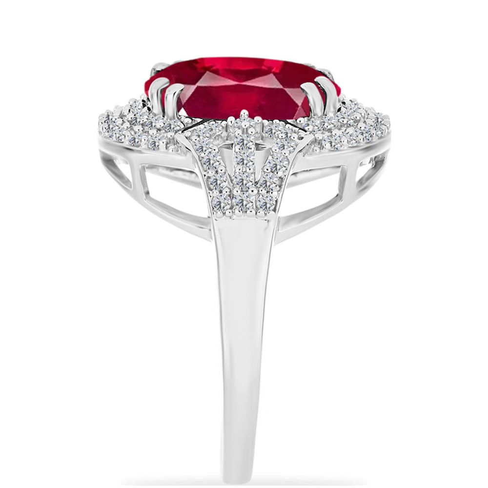 Anillo de Plata con Rubí de Madagascar y Diamante blanco 4 
