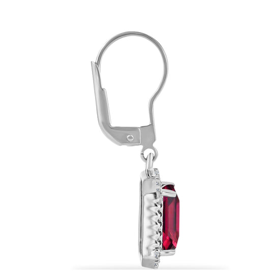 Pendientes de Plata con Rubí de Madagascar y Diamante blanco