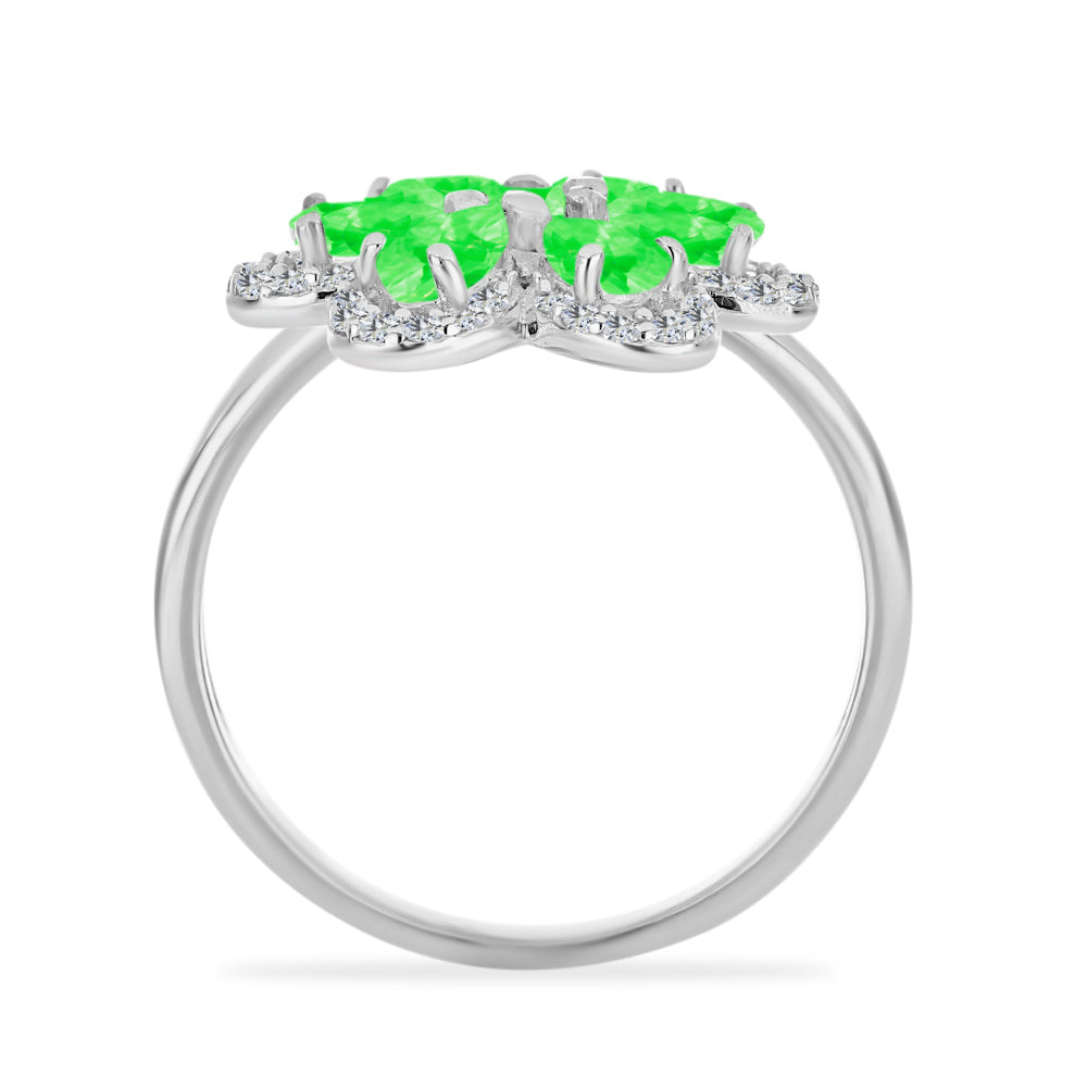 Anillo de Plata con Ópalo Hialita y Topacio Blanco 6 