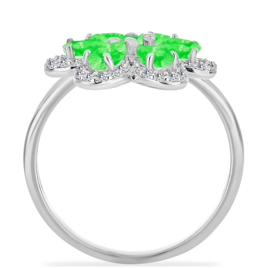 Anillo de Plata con Ópalo Hialita y Topacio Blanco