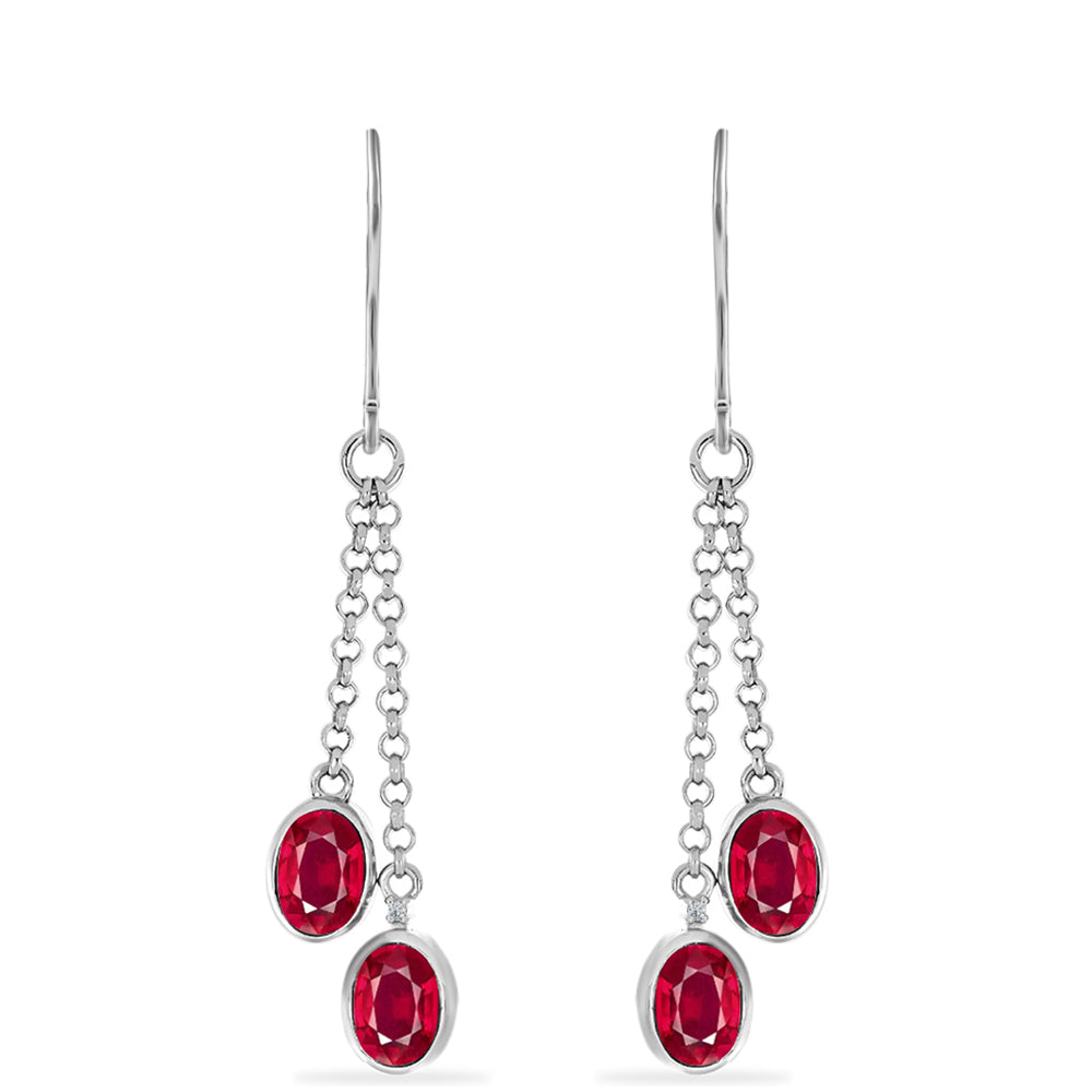 Pendientes de Plata con Rubí de Madagascar y Diamante blanco 1 
