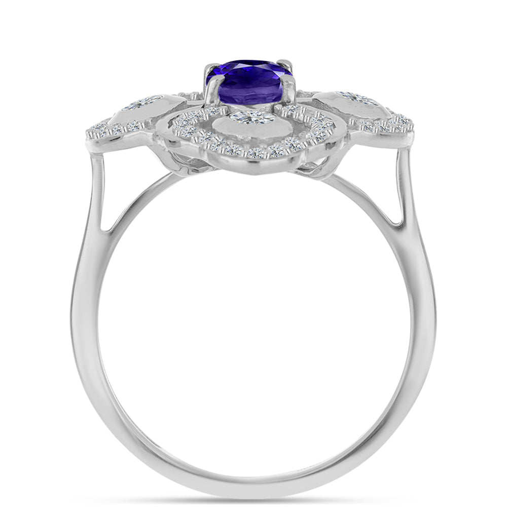 Anillo de Plata con Lolita y Topacio Blanco