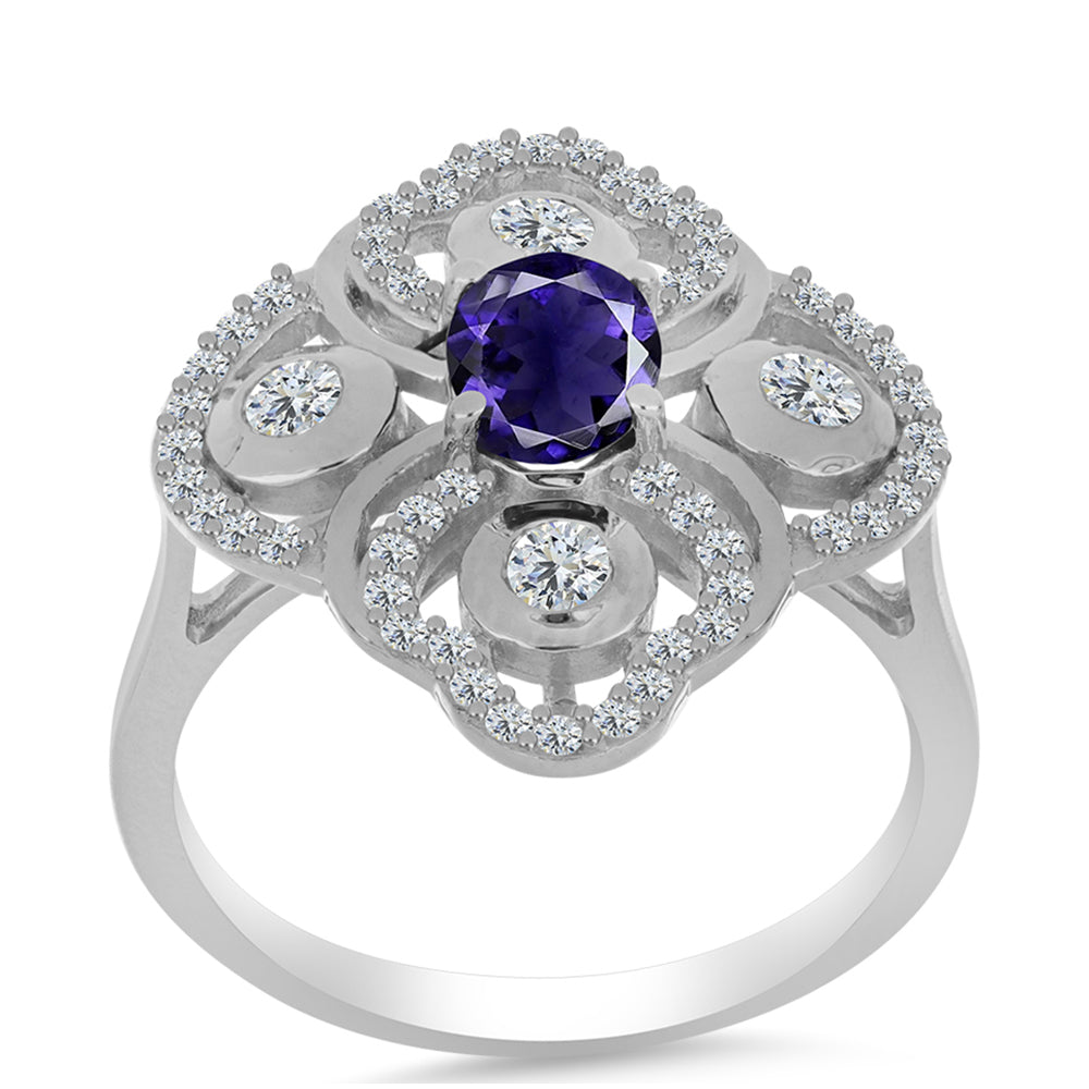 Anillo de Plata con Lolita y Topacio Blanco 3 