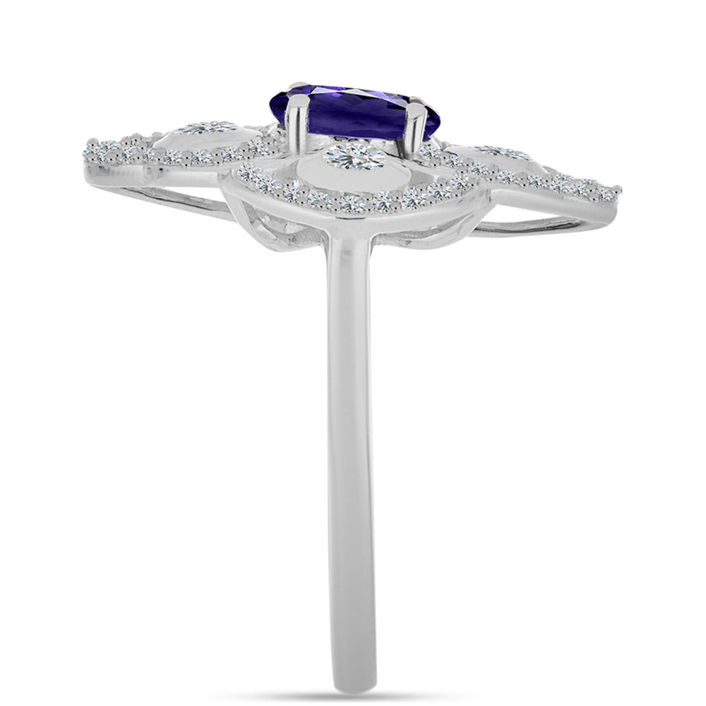 Anillo de Plata con Lolita y Topacio Blanco