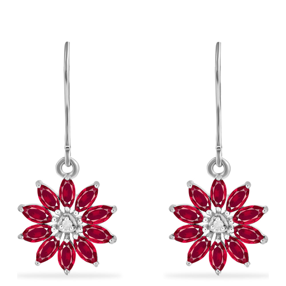 Pendientes de Plata con Rubí de Madagascar y Diamante blanco 1 