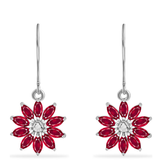 Pendientes de Plata con Rubí de Madagascar y Diamante blanco
