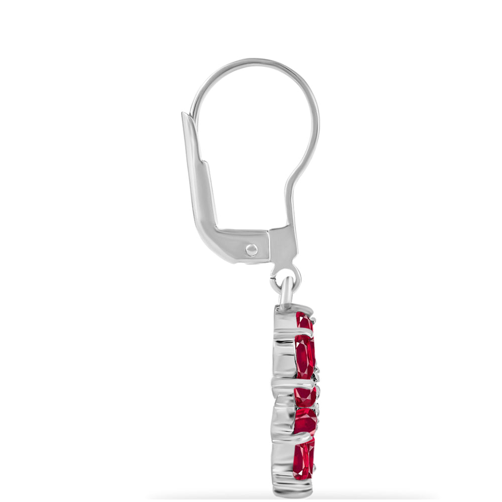 Pendientes de Plata con Rubí de Madagascar y Diamante blanco