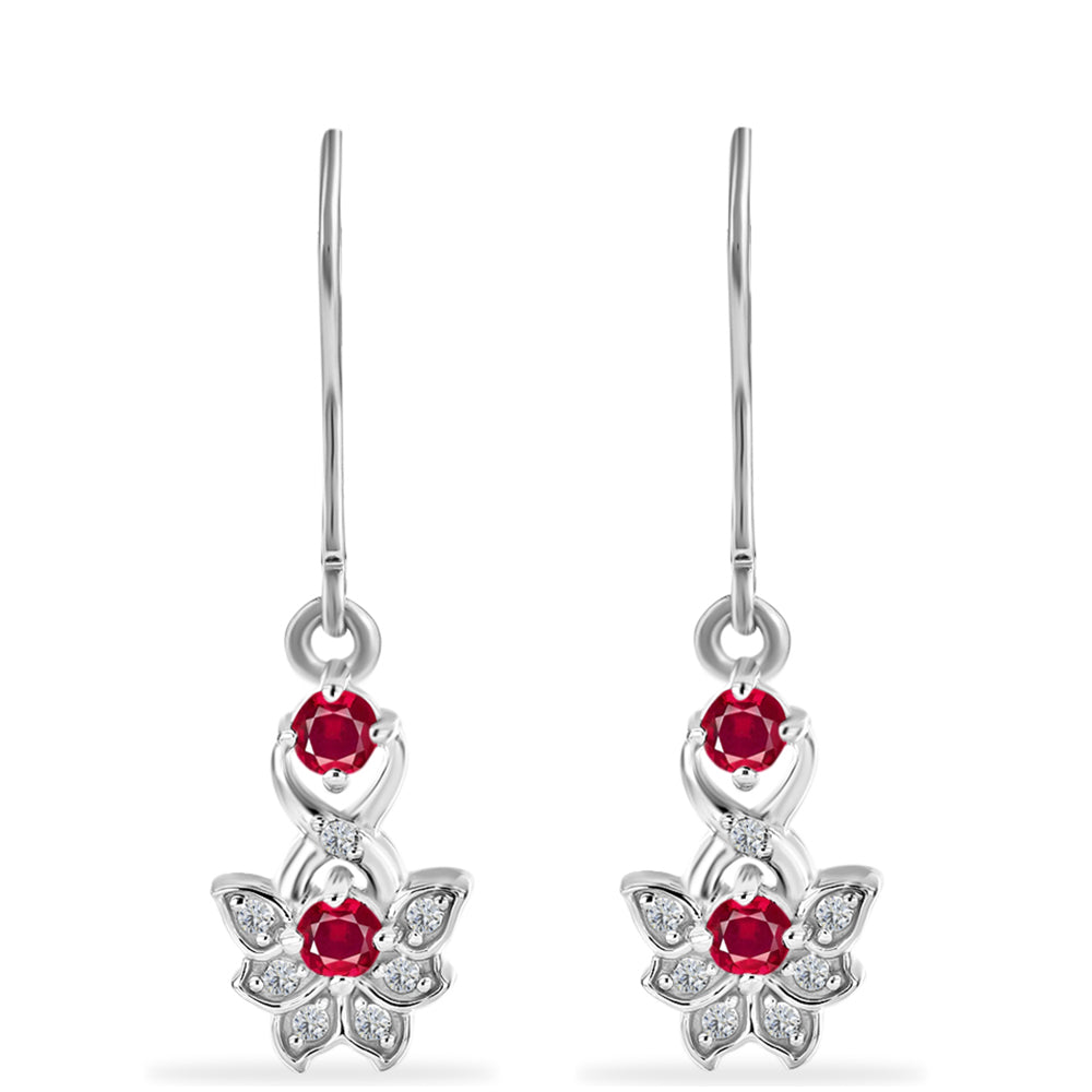 Pendientes de Plata con Rubí de Madagascar y Diamante blanco 1 