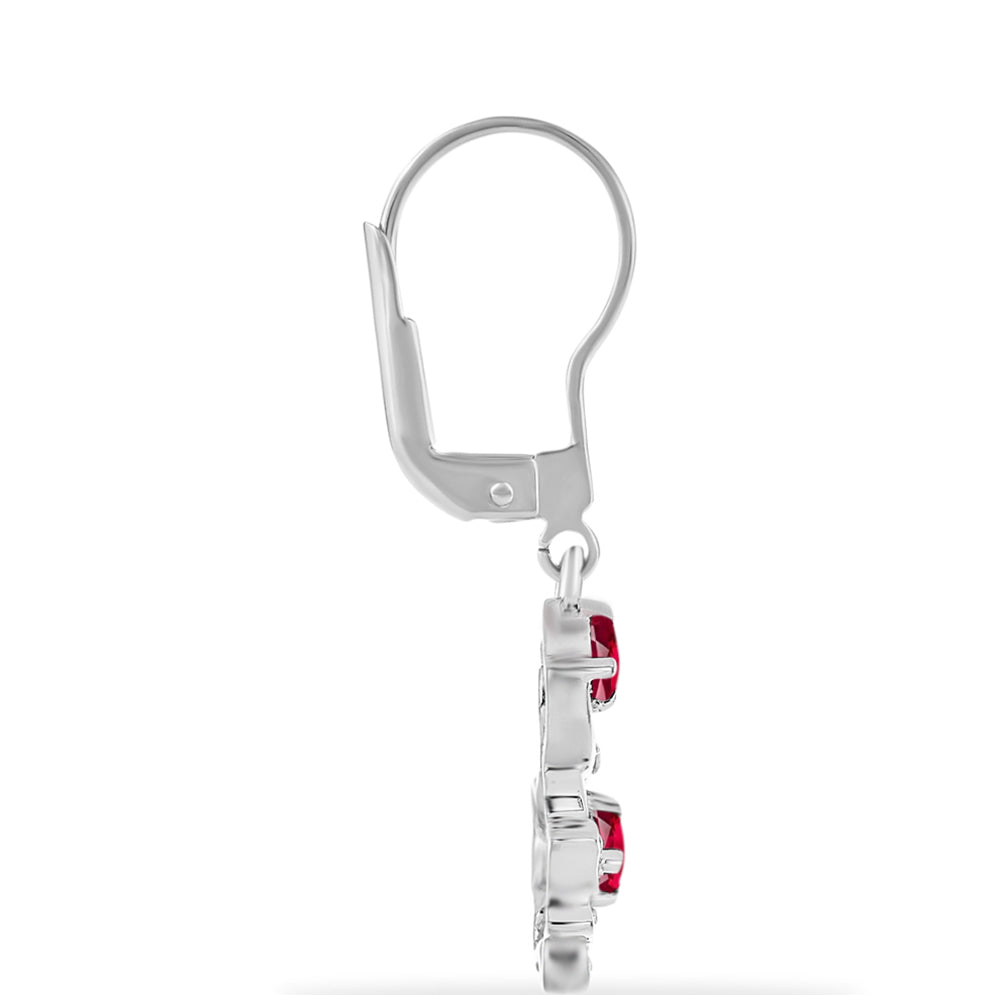 Pendientes de Plata con Rubí de Madagascar y Diamante blanco 2 