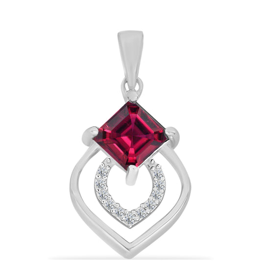 Colgante de Plata con Rubí de Madagascar y Diamante blanco