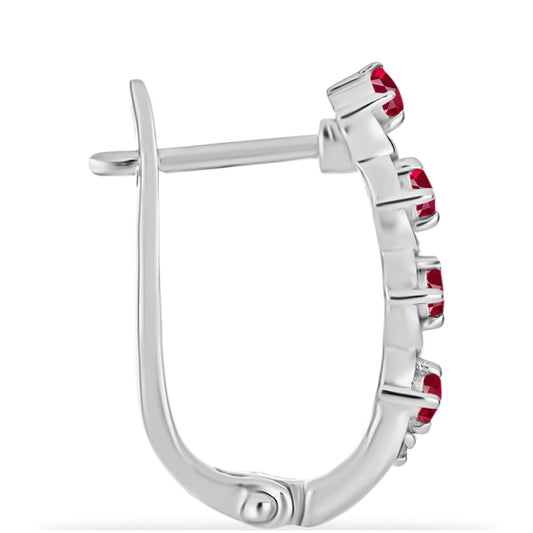 Pendientes de Plata con Rubí de Madagascar y Diamante blanco