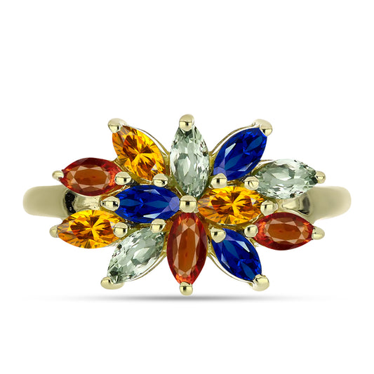 Anillo de Plata Bañada en Oro con Zafiro Arco Iris Rosebery