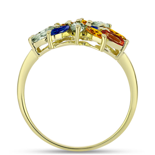 Anillo de Plata Bañada en Oro con Zafiro Arco Iris Rosebery